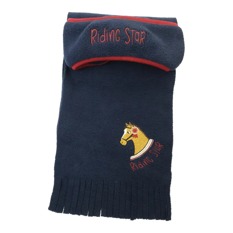 Little Rider Riding Star Collection Head Band and Scarf Set - Navy/Burgundy